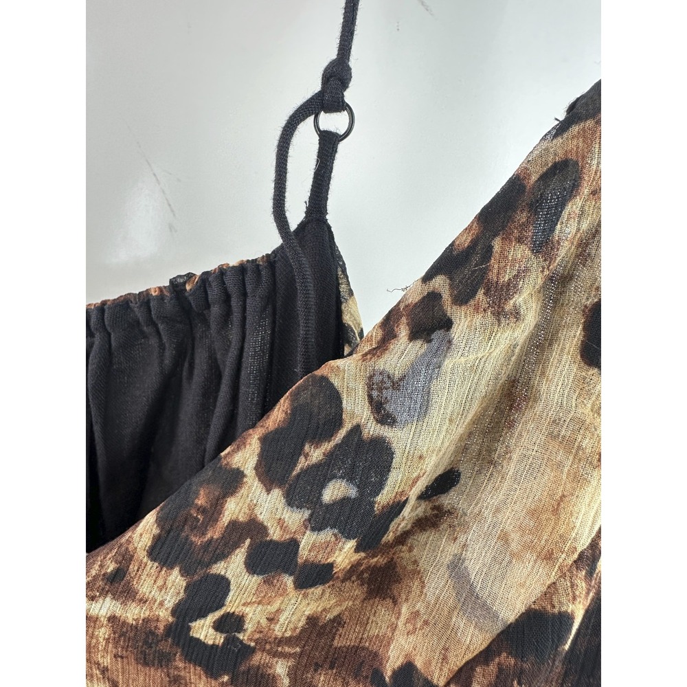 New With Defects Anthropologie Ruffled Chiffon Maxi Dress Leopard Animal Print M - Picture 13 of 16